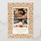 メリークリスマス華美フローラ写真 箔シーズンカード (正面)