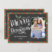 メリークリスマス葉書チョークホリディフォトカード シーズンポストカード (正面/裏面)