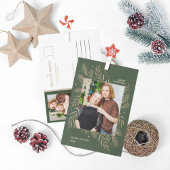 メリークリスマス葉金ゴールドファミリー写真枠 シーズンポストカード