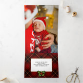 メリークリスマス葉金ゴールド3 – フォトレッドタータンチェック 三つ折りクリスマスカード (内部)