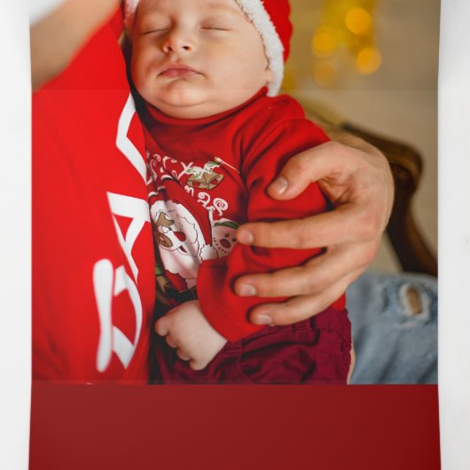 メリークリスマス葉金ゴールド3 – フォトレッドタータンチェック 三つ折りクリスマスカード (内部中)