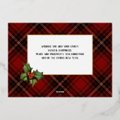 メリークリスマス葉金ゴールド3 – フォトレッドタータンチェック 箔シーズンカード (裏面)