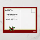 メリークリスマス葉金ゴールド3 – フォトレッドタータンチェック 箔シーズンポストカード (裏面)