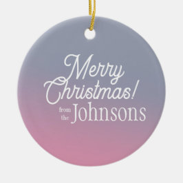 メリークリスマス薄紫ピンクグラデーション セラミックオーナメント