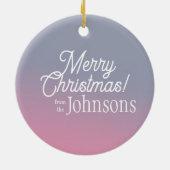 メリークリスマス薄紫ピンクグラデーション セラミックオーナメント (裏面)
