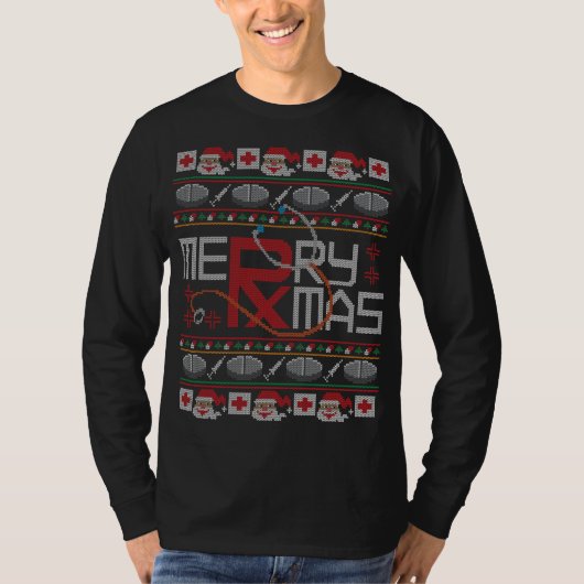 メリークリスマス薬局クルーおもしろい薬剤師Ugl Tシャツ (正面)