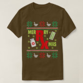 メリークリスマス薬局技術薬剤師の醜いクリスマス Tシャツ (デザイン正面)