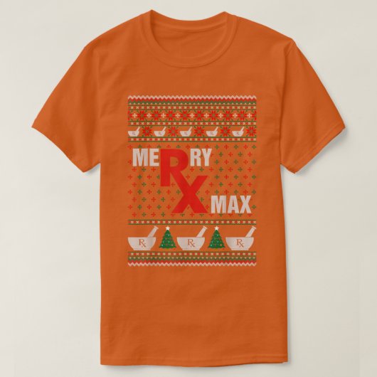 メリークリスマス薬局者醜いクリスマスセーターT Tシャツ (デザイン正面)