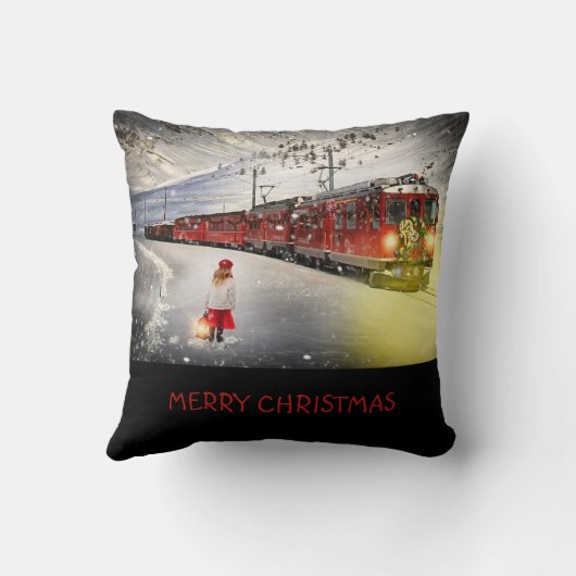メリークリスマス表現列車装飾用クッションクッション クッション (裏面)