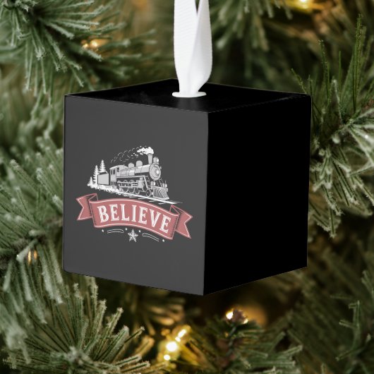 メリークリスマス表現北極クリスマスサンタ キューブオーナメント (ツリー)