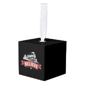 メリークリスマス表現北極クリスマスサンタ キューブオーナメント (正面アングル)