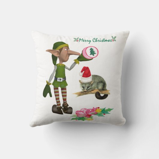 メリークリスマス装飾用クッション小妖精や小人ポッサム クッション (裏面)