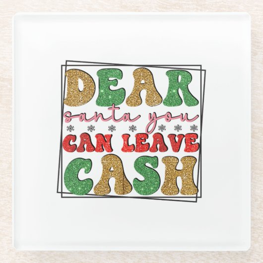 メリークリスマス親愛サンタYou Can 離れ Cash ガラスコースター (正面)