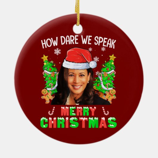 メリークリスマス話・カマラ・ハリス セラミックオーナメント (裏面)