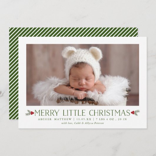 メリークリスマス誕生発表新生児 シーズンカード (正面/裏面)