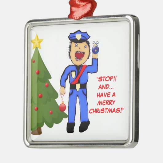メリークリスマス警察官 メタルオーナメント (左)
