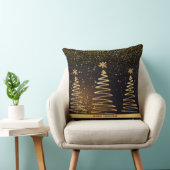 メリークリスマス豪華な輝く金ゴールドの木々黒 クッション (椅子)