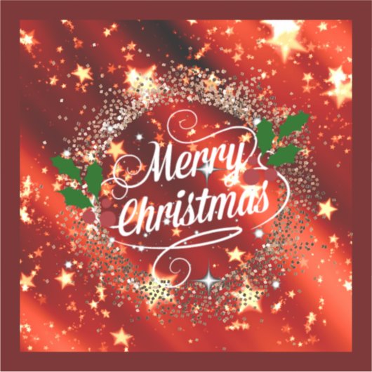 メリークリスマス赤いグリッターと輝き シール (正面)
