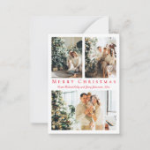 メリークリスマス赤いスクリプトの写真コラージュ休日 ノートカード (正面)