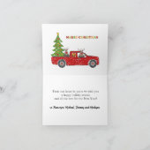 メリークリスマス赤いトラック、クリスマスツリーおもしろい シーズンカード (内部)