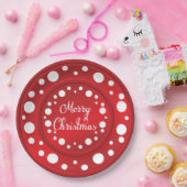 メリークリスマス赤いドットのパターン ペーパープレート (パーティー)