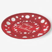 メリークリスマス赤いドットのパターン ペーパープレート (アングル)