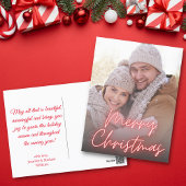 メリークリスマス赤いネオンの手書き写真 シーズンポストカード
