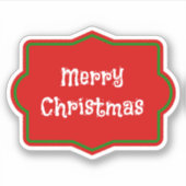メリークリスマス赤いバナー、白い文字 シール (正面)