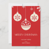 メリークリスマス赤いミッドセンチュリーボーシンプルブル シーズンカード (正面)