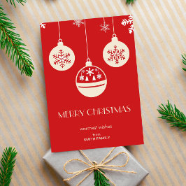 メリークリスマス赤いミッドセンチュリーボーシンプルブル シーズンカード