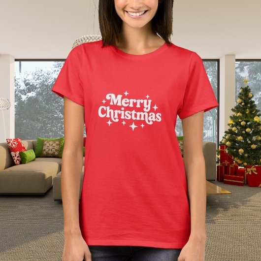 メリークリスマス赤いレトロ Tシャツ