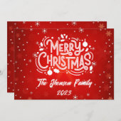 メリークリスマス赤い冬の雪 招待状 (正面/裏面)