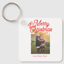 メリークリスマス赤い弓の子供の写真モダンエレガント