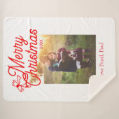 メリークリスマス赤い弓の子供の写真モダンエレガント シェルパブランケット (正面(横))