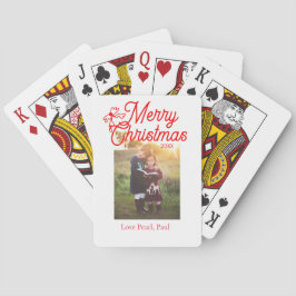 メリークリスマス赤い弓の子供の写真モダンエレガント トランプ