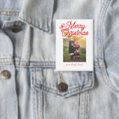 メリークリスマス赤い弓の子供の写真モダンエレガント 缶バッジ (インサイチュ)