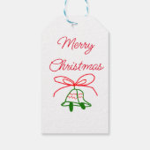 メリークリスマス赤い弓の緑の鈴スタイリッシュ ギフトタグ (裏面)