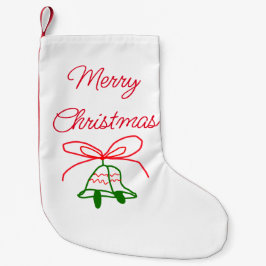 メリークリスマス赤い弓の緑の鈴スタイリッシュ スモールクリスマスストッキング