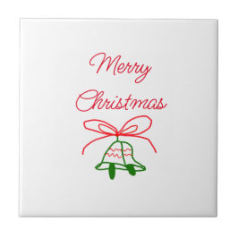 メリークリスマス赤い弓の緑の鈴スタイリッシュ タイル