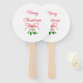 メリークリスマス赤い弓の緑の鈴スタイリッシュ ハンドファン (正面&裏面)