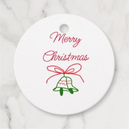 メリークリスマス赤い弓の緑の鈴スタイリッシュ フェイバータグ