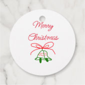 メリークリスマス赤い弓の緑の鈴スタイリッシュ フェイバータグ (裏面)