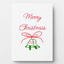 メリークリスマス赤い弓の緑の鈴スタイリッシュ フォトプラーク