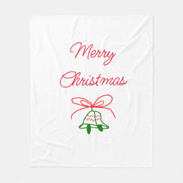 メリークリスマス赤い弓の緑の鈴スタイリッシュ フリースブランケット