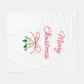 メリークリスマス赤い弓の緑の鈴スタイリッシュ フリースブランケット (正面(横))