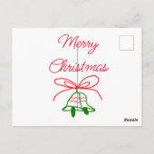 メリークリスマス赤い弓の緑の鈴スタイリッシュ ポストカード (裏面)