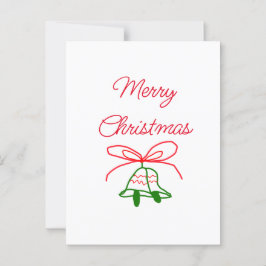 メリークリスマス赤い弓の緑の鈴スタイリッシュ ポストカード