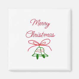 メリークリスマス赤い弓の緑の鈴スタイリッシュ マグネット