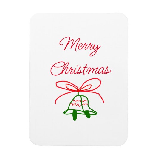 メリークリスマス赤い弓の緑の鈴スタイリッシュ マグネット (縦)