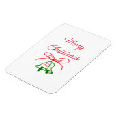 メリークリスマス赤い弓の緑の鈴スタイリッシュ マグネット (左側)